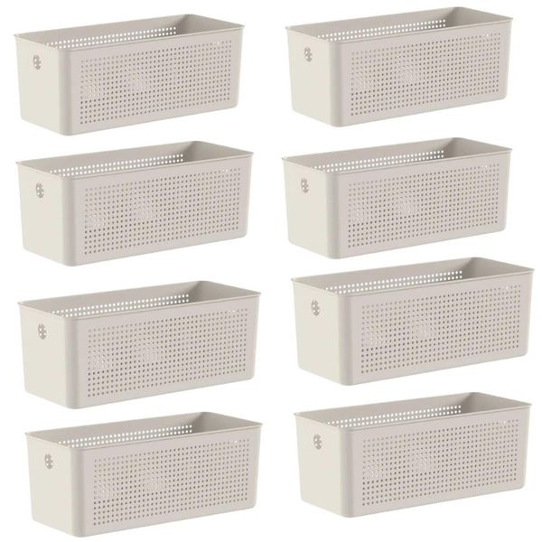 Kit 8 Caixas Organizadoras Multiuso 6,6L Cestos Retangulares