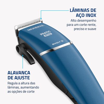 Máquina de Cortar Cabelo Pratic Style CR10 Mondial Azul Bivolt