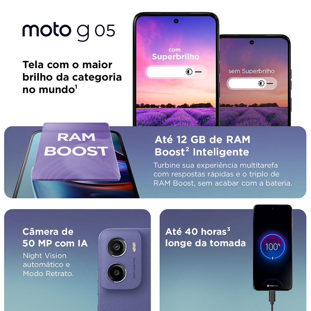 Smartphone Motorola Moto G05 128Gb Dual Chip 4G Tela 6,7" Câmera 50MP Cinza