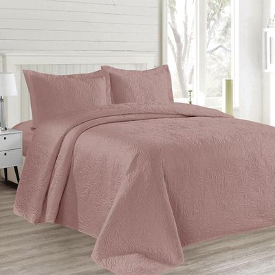 Kit Colcha Queen com 3 Peças Organic Cazza Rosa