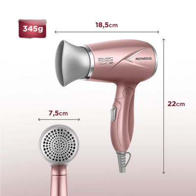 Secador de Cabelos Travel Golden Rose Mondial SC-47-GR Bivolt