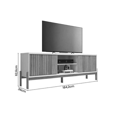Rack Bancada p/ TV até 72 Pol Tannen c/ Nichos e Pés 184cm Freijo/Preto - Caemmun