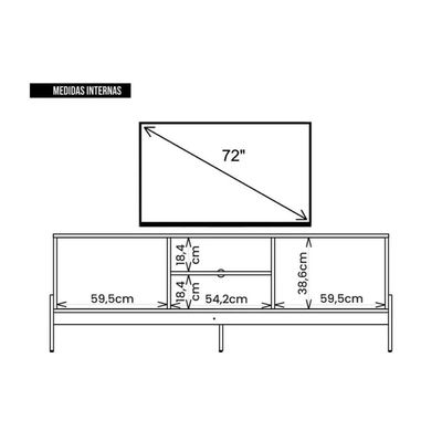 Rack Bancada p/ TV até 72 Pol Tannen c/ Nichos e Pés 184cm Freijo/Preto - Caemmun