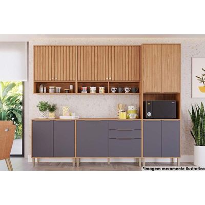 Balcão de Cozinha c/ Tampo Divina c/ 2 Portas 80 cm Cinamomo/Platina - MGM