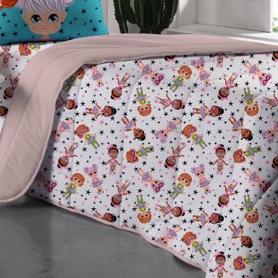 Edredom Solteiro Portallar Estampado Malha Mista Juju 150mx220m Rosa