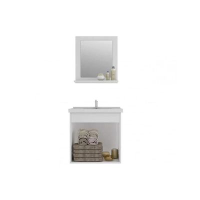 Conjunto de Banheiro Balcão Suspenso Iris c/ Cuba 44cm e Espelheira 40cm Cafe/Off White - MGM