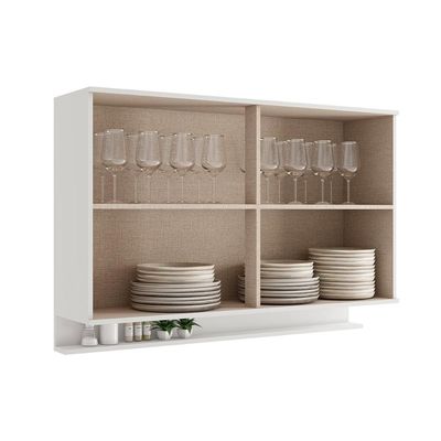 Armário Aéreo Cozinha Modulado Alpha 2500 c/ 2 Portas c/ Vidro 120cm Branco - Carraro