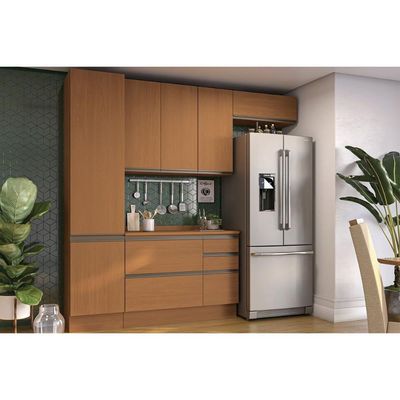 Cozinha Completa Maxxi 5 Peças (2Aéreos+1Balcão+1Paneleiro+1Complemento) C5P117 Canela - Kappesberg