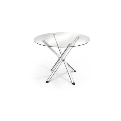 Mesa p/ Cozinha Volga c/ Tampo de Vidro Redondo 95cm Cromada - Kappesberg