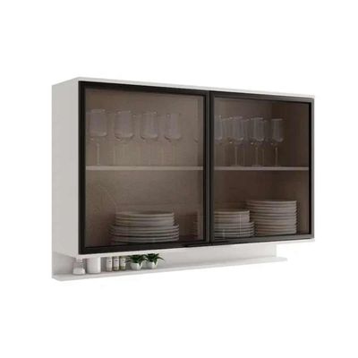 Armário de Cozinha Modulado Alpha 2500 c/ 2 Portas c/ Vidro 120cm Branco - Carraro
