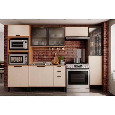 Armário de Cozinha Modulado Alpha 2500 c/ 2 Portas c/ Vidro 120cm Branco - Carraro