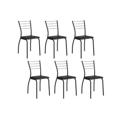 Kit 6 Cadeiras Sala Jantar 1700 6 Un Preto/ Courano Preto - Carraro