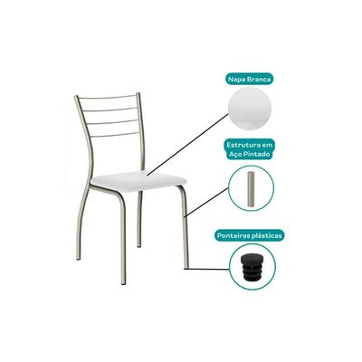 Kit 6 Cadeiras Sala Jantar 1700 6 Un Preto/ Courano Preto - Carraro