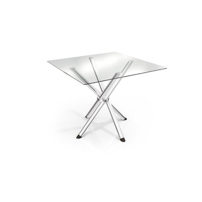 Mesa p/ Cozinha Volga c/ Tampo de Vidro Quadrado 90cm Cromada - Kappesberg