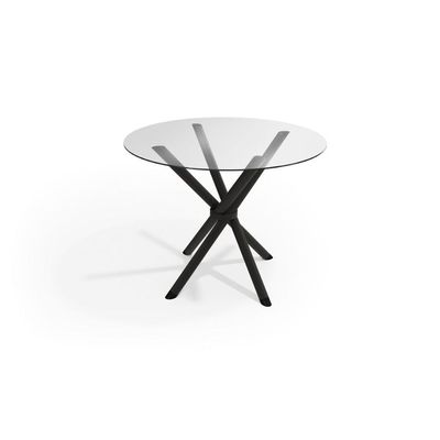 Mesa p/ Cozinha Volga c/ Tampo de Vidro Redondo 95cm Preto - Kappesberg