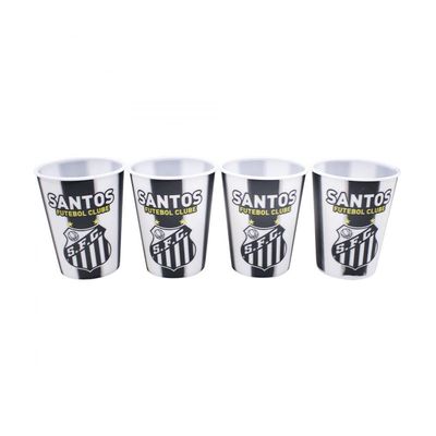 Jogo Com 4 Copos de Plástico 3D Santos - 400ml