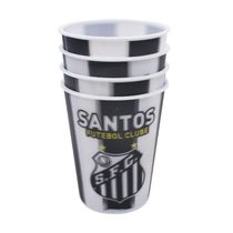 Jogo Com 4 Copos de Plástico 3D Santos - 400ml