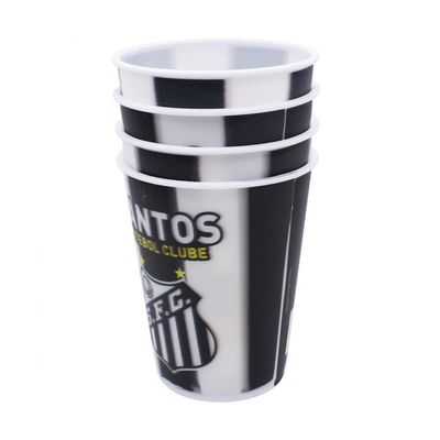 Jogo Com 4 Copos de Plástico 3D Santos - 400ml