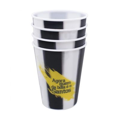 Jogo Com 4 Copos de Plástico 3D Santos - 400ml