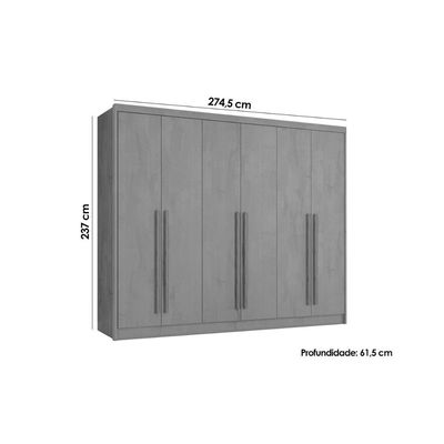 Guarda Roupa Casal 6 Portas e 6 Gavetas Valencia Off White/Peroba - Europa