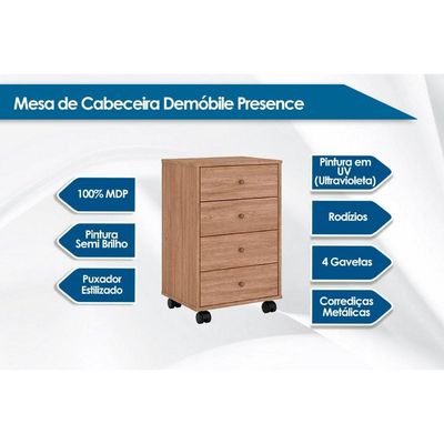 Gaveteiro p/ Escritório Presence c/ 4 Gavetas Amêndola Touch - Demóbile
