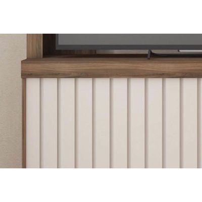 Home p/ TV até 65 Pol Cinne c/ Ripado Pés 160x203cm Nogueira San Remo/Off White - Caemmun