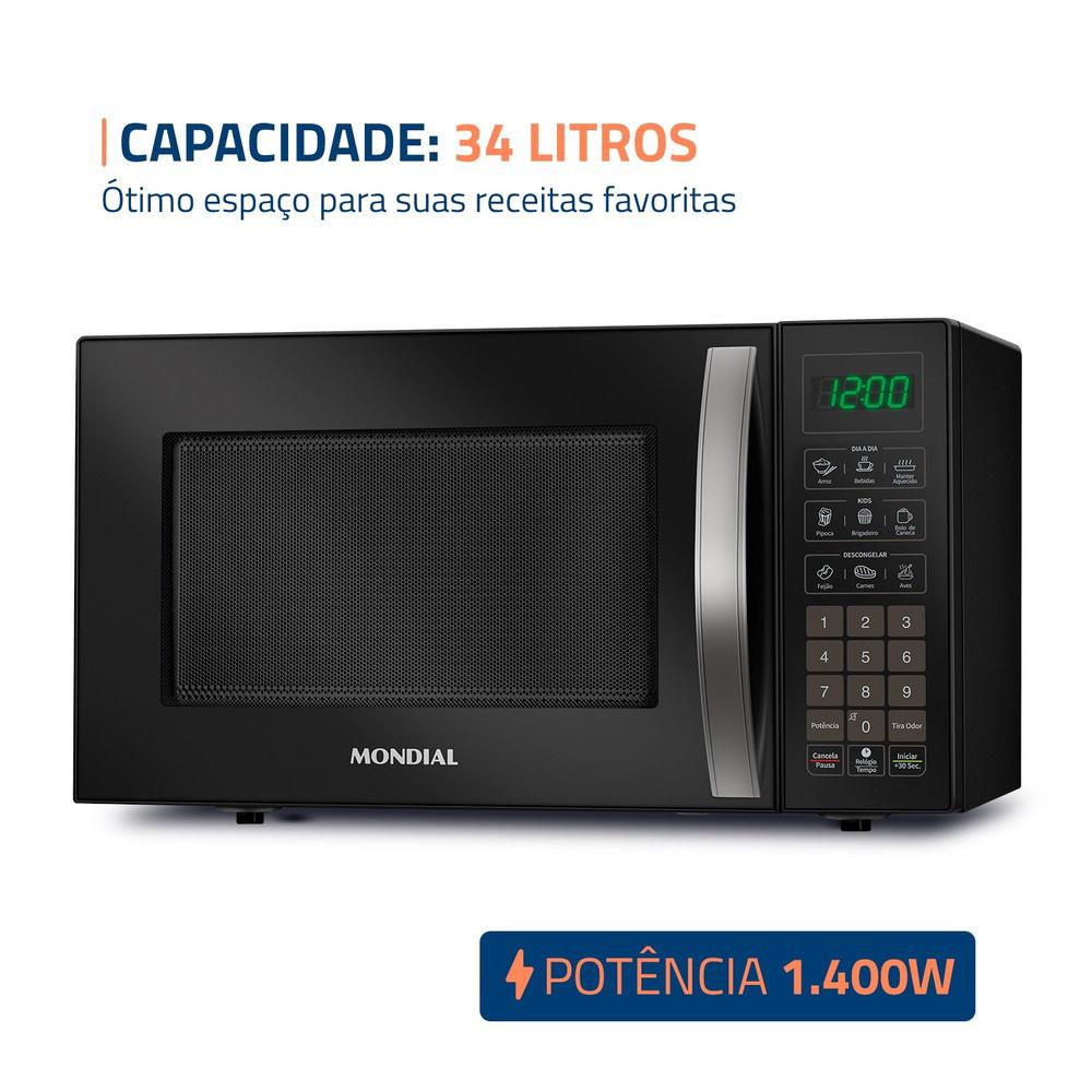 Forno Microondas 34L MO02B Mondial Preto 220V
