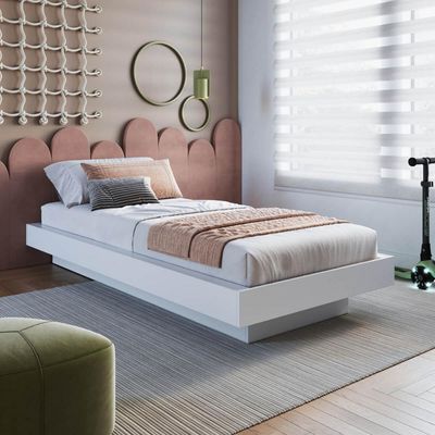 Cama Solteiro Suspensa Branca MDP 92x192x25,5cm Zurique Quarto Art In Móveis