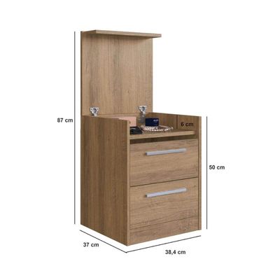 Mesa de Cabeceira Mel com Compartimento Oculto 2 Gavetas MDP Lock Art In Móveis
