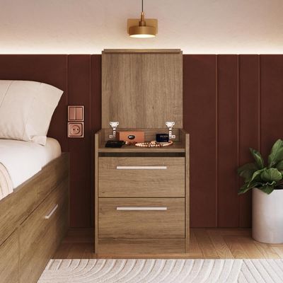 Mesa de Cabeceira Mel com Compartimento Oculto 2 Gavetas MDP Lock Art In Móveis