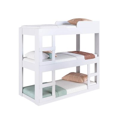 Treliche Solteiro Branco MDP Évora Cama Infantil Tripla Art In Móveis