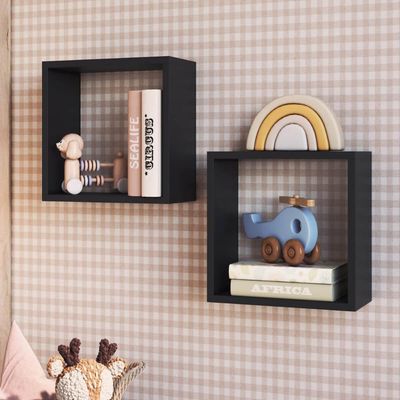 Nicho Infantil Organizador Multiuso Pequeno Quadrado Preto MDP Brinquedos Decoração