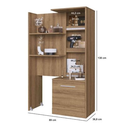 Estante com Compartimento Oculto Mel MDP 3 Prateleiras e 1 Porta Lock Art In Móveis