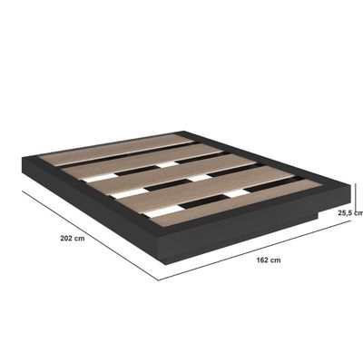 Cama Casal Quen Suspensa Grafite MDP 162x202x25,5cm Zurique Art In Móveis
