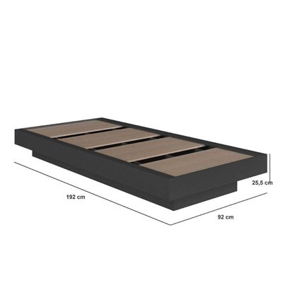 Cama Solteiro Suspensa Grafite MDP 92x192x25,5cm Zurique Quarto Art In Móveis