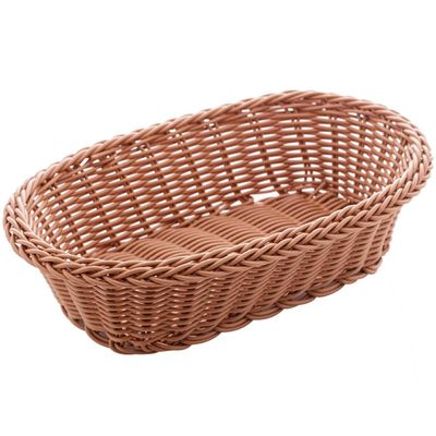 Cesta Porta Pão 24x17cm Oval Rattan Plástico Forro Tecido Cesto Lyor