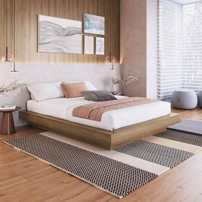 Cama Casal Queen Suspensa MDP 162x202x25,5cm Mel Zurique Art In Móveis