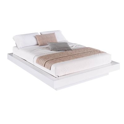Cama Casal Queen Suspensa Branca MDP 162x202x25,5cm Zurique Art In Móveis