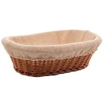 Kit 2 Cestas Porta Pão 27x20cm e 24x17cm Oval Rattan Plástico Forro Tecido Cesto Lyor