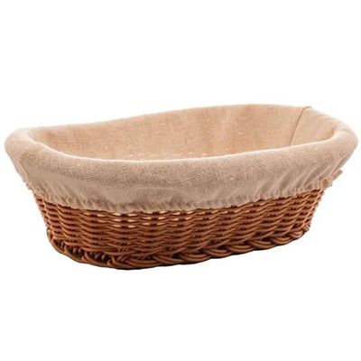 Kit 2 Cestas Porta Pão 27x20cm e 24x17cm Oval Rattan Plástico Forro Tecido Cesto Lyor