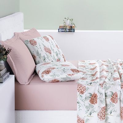 Kit Coordenado Cobre Leito e Lençol Sensuale King Hortência 7 Peças  - 80% Algodão, 20% Poliéster