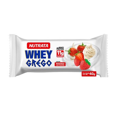 KIT com 2 Caixas Whey Grego Bar - Caixa C/12 Unidades Cada - NUTRATA (Morango com Chantilly)