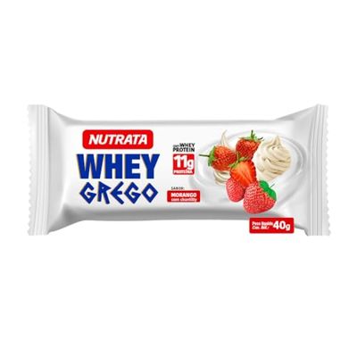 KIT com 2 Caixas Whey Grego Bar - Caixa C/12 Unidades Cada - NUTRATA (Morango com Chantilly)