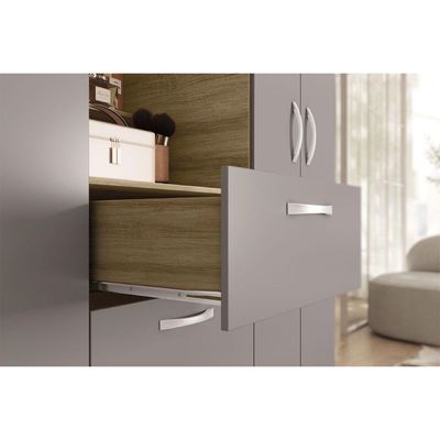 Guarda Roupa 4 Portas e 3 Gavetas c/ 1 Espelho Clapton Lamina Mel/Cacao - Caemmun