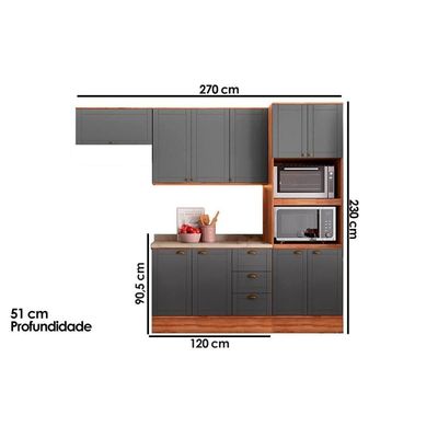 Cozinha Modulada Carraro Bella 4 Peças (2Armários+1Balcão+1Paneleiro) C4P57 Branco-Carraro
