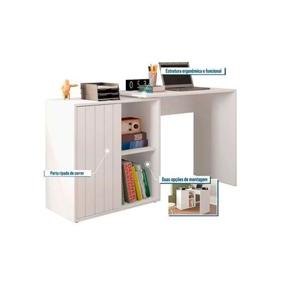 Mesa Escrivaninha Juvenil Tech c/ 1 Porta de Correr Lamina Mel/Cacao - Caemmun