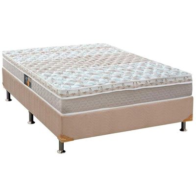 Cama Box Casal: Colchão Molas Pocket Ensacadas Castor Class + Base CRC Suede Clean (138x188)