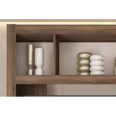 Home p/ TV até 65 Pol Cinne c/ Ripado Pés 160x203cm Lamina Mel/Cacao - Caemmun