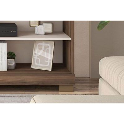Home p/ TV até 65 Pol Cinne c/ Ripado Pés 160x203cm Lamina Mel/Cacao - Caemmun