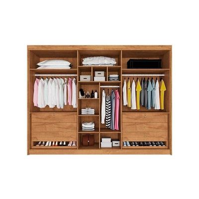 Guarda Roupa Casal 6 Portas Ripadas (2 c/ Espelho) e 6 Gavetas Potente Peroba - Europa